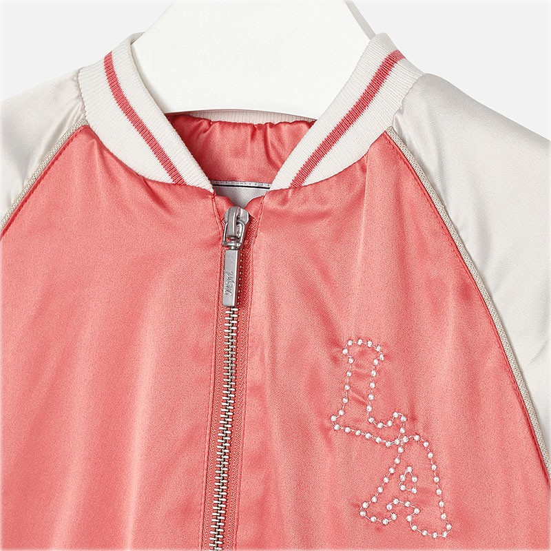 Prehodna jakna iz satena v roza/beli kombinaciji za punce - Mayoral