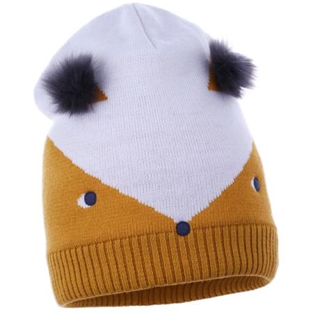 Zimska kapa za otroke FOX v rumeno-beli kombinaciji - Pupill