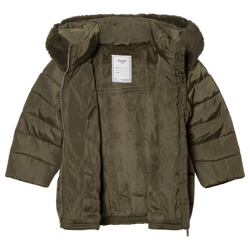 Podložen plašč s pasom za punce v olivno zeleni barvi - Mayoral