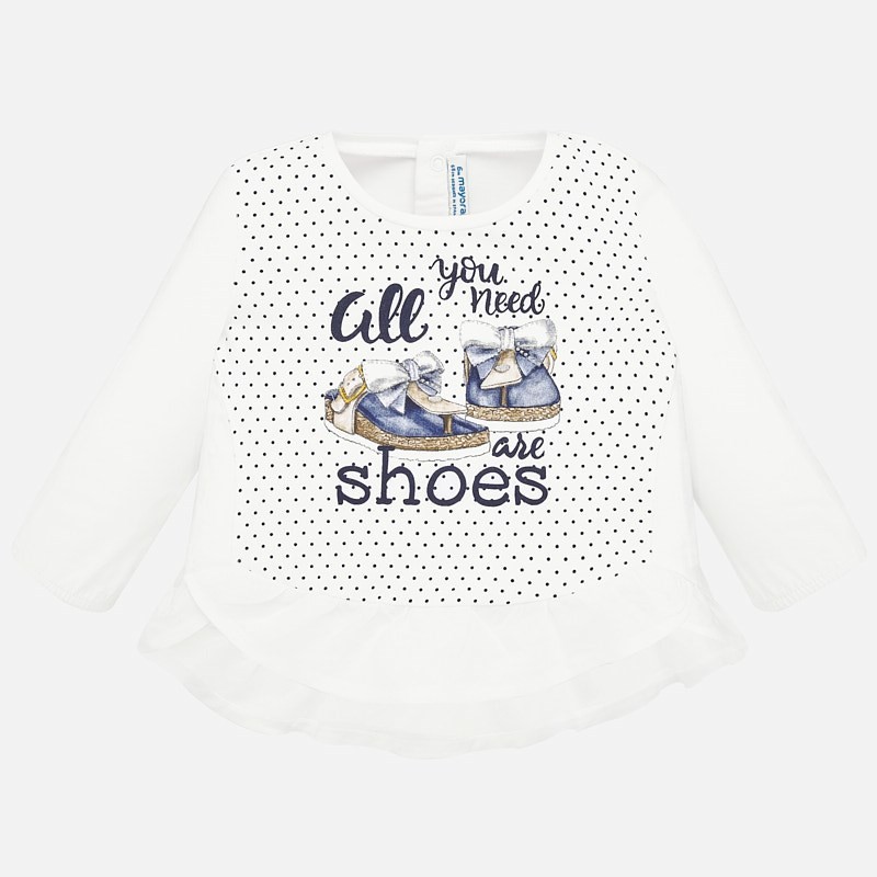 Majica z dolgimi rokavi za punčke s pikčastim modrim potiskom - Mayoral