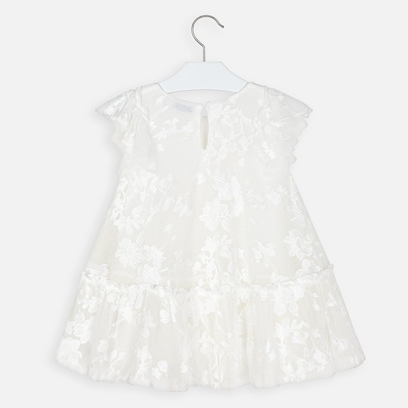 Bela svečana obleka z vezenjem za punce - Mayoral