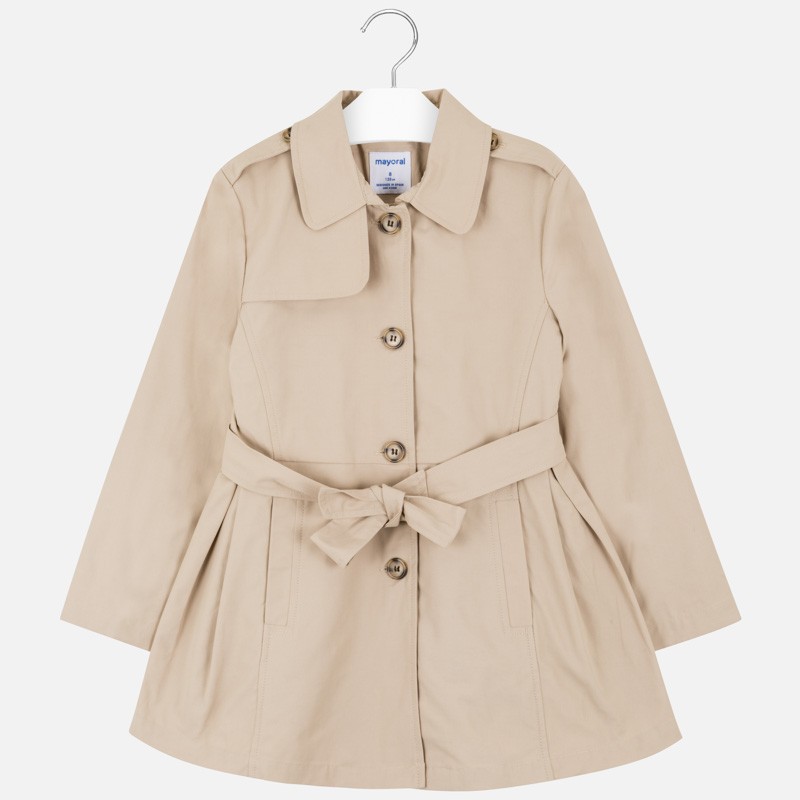 Klasičen ˝trenč˝ plašč v peščeni barvi za punce - Mayoral