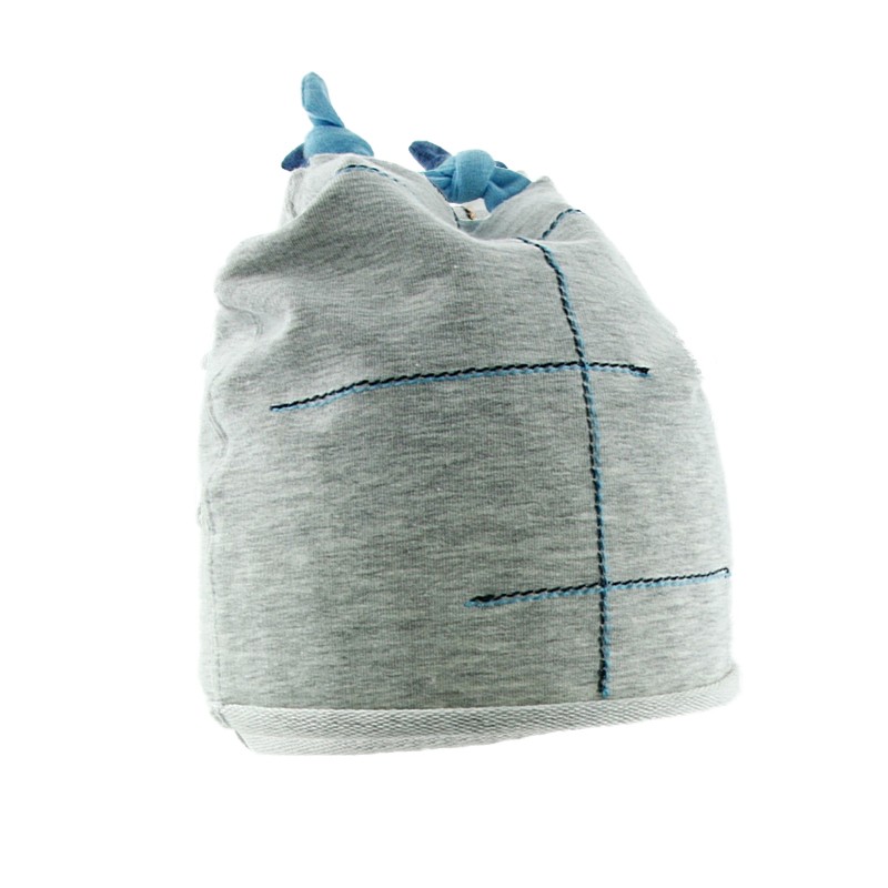 Kapa za fantke Beetle siva s svetlo modrimi cofki - Pupill