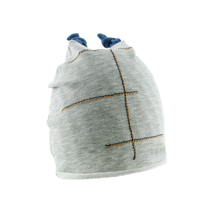 Kapa za fantke Beetle siva z temno modrimi cofki - Pupill