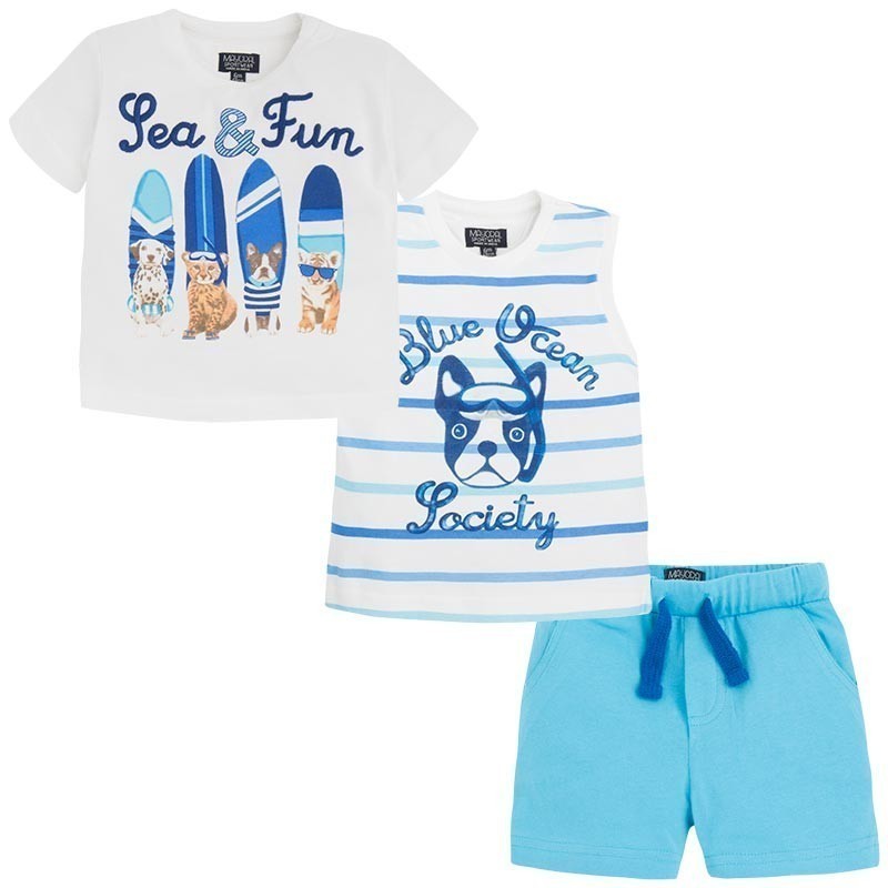 Športen tridelni komplet v modri barvi za dečke (1665-071) - Mayoral