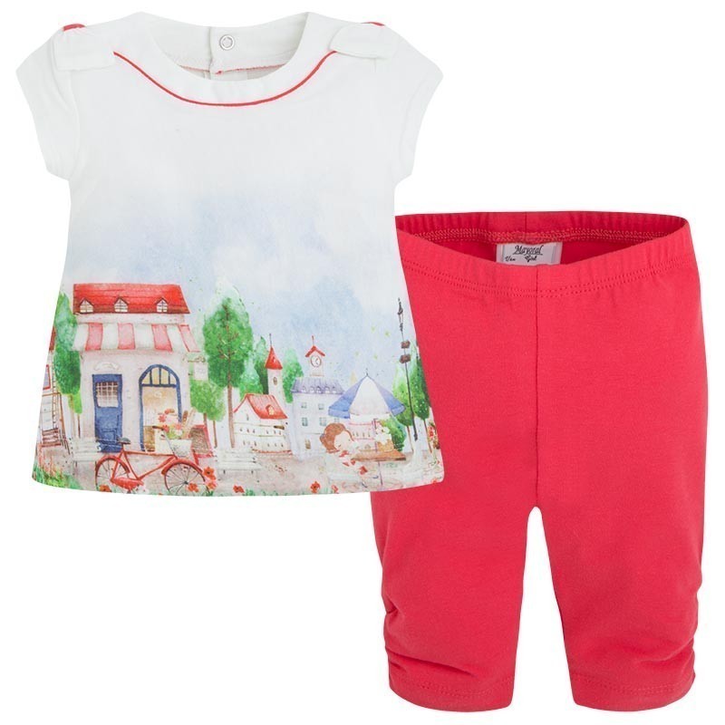 Rdeč komplet majica in legice za deklice (1776-031) - Mayoral