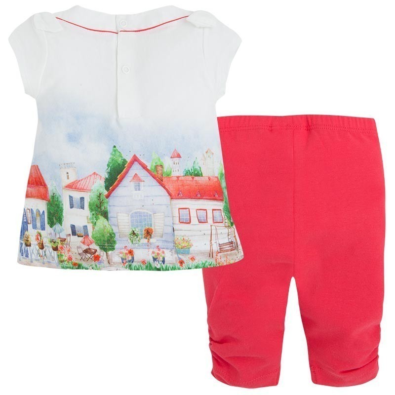 Rdeč komplet majica in legice za deklice (1776-031) - Mayoral