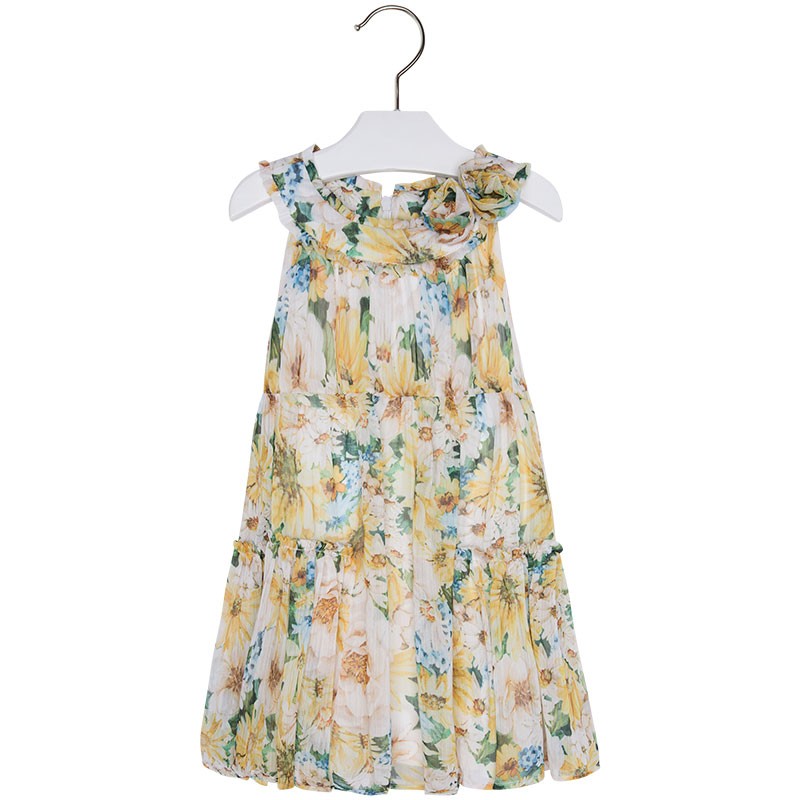 Rumena rožasta obleka za punce - Mayoral