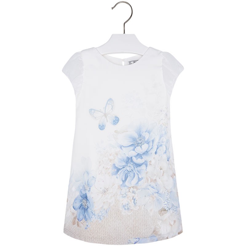 Obleka s potiskom metulja in cvetja v svetlo modri barvi - Mayoral