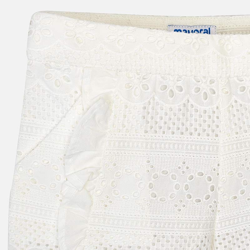 Bele čipkaste kratke hlače za punce - Mayoral
