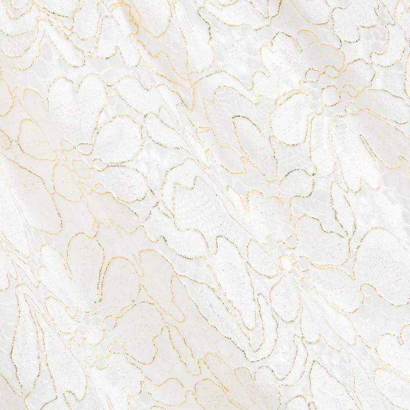 Bela obleka z zlato obrobljeno čipko za punce - Mayoral