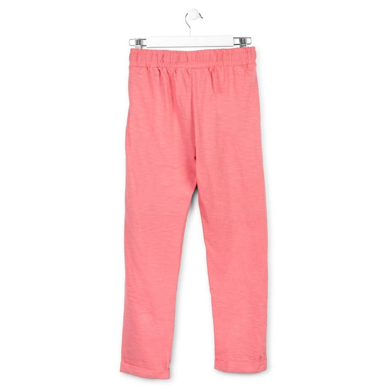 Športne in lahko bombažne hlače na vrvico v roza barvi - Losan