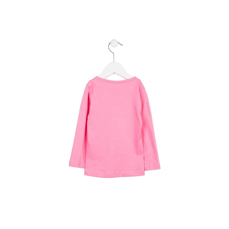 Potiskana majica z dolgimi rokavi za punce v roza, turkizno modri, rumeni ali beli barvi - Losan.