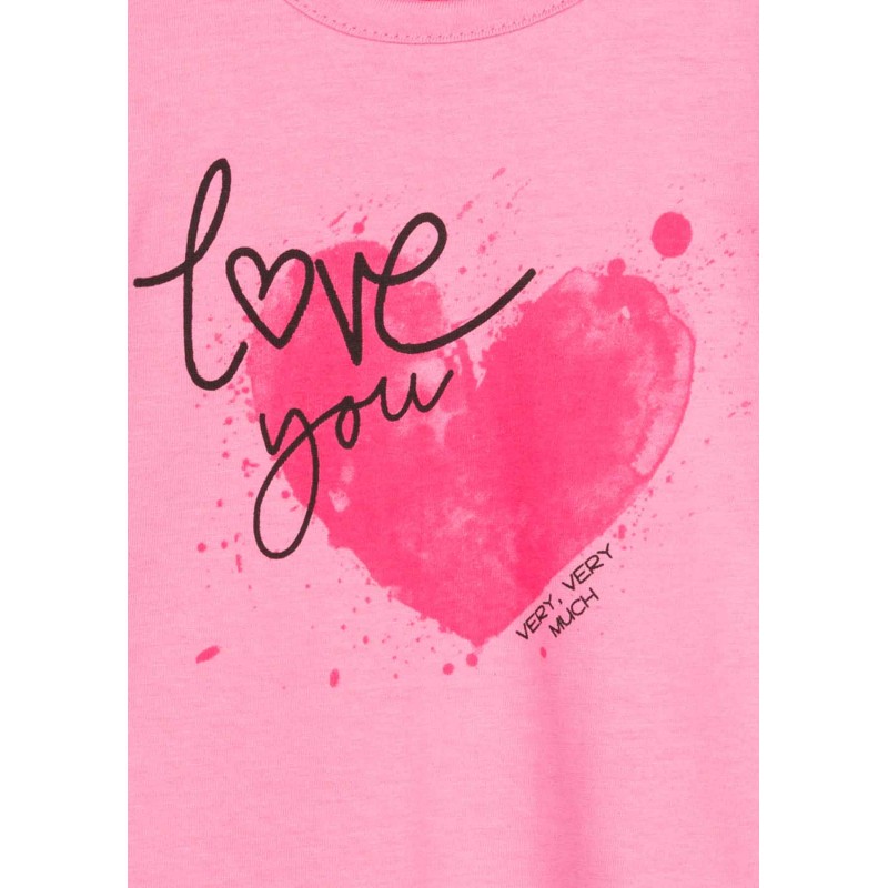 Potiskana majica z dolgimi rokavi za punce v roza, turkizno modri, rumeni ali beli barvi - Losan.