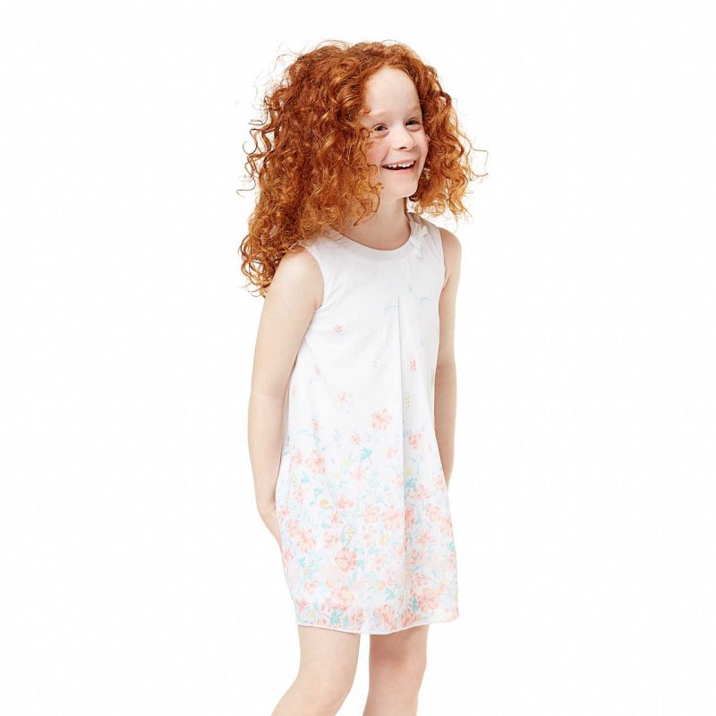 Bela obleka s potiskom rož za punce - Losan