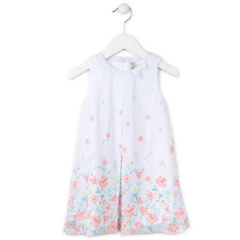 Bela obleka s potiskom rož za punce - Losan