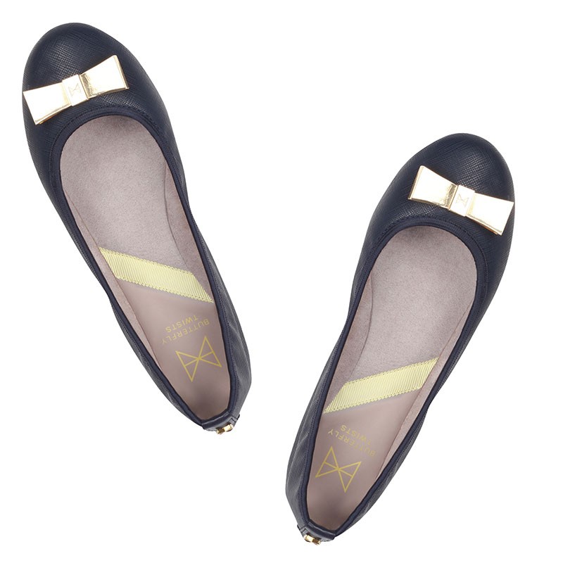 Balerinke s spominsko peno za ženske CHLOE Navy - Butterfly Twists