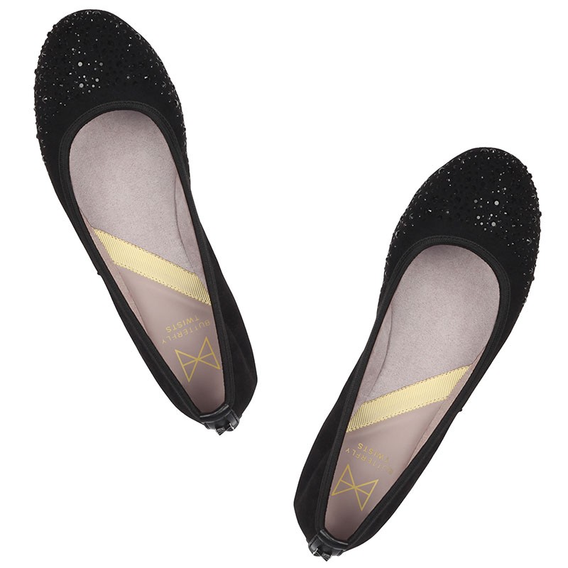 Balerinke s spominsko peno za ženske CHRISTINA Black - Butterfly Twists