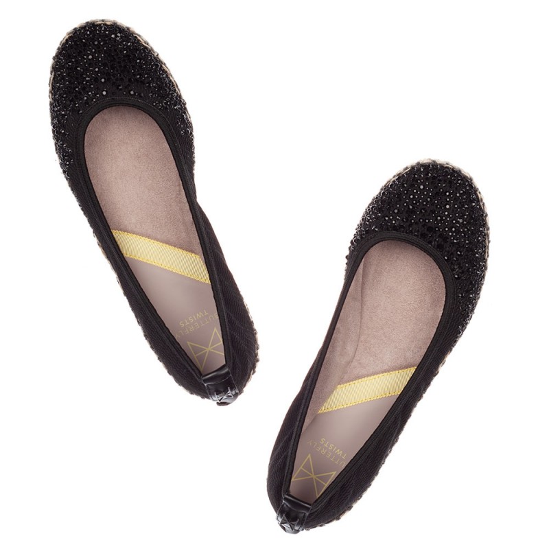 Platnene espadrile za ženske GIGI BLACK BLING - Butterfly Twists