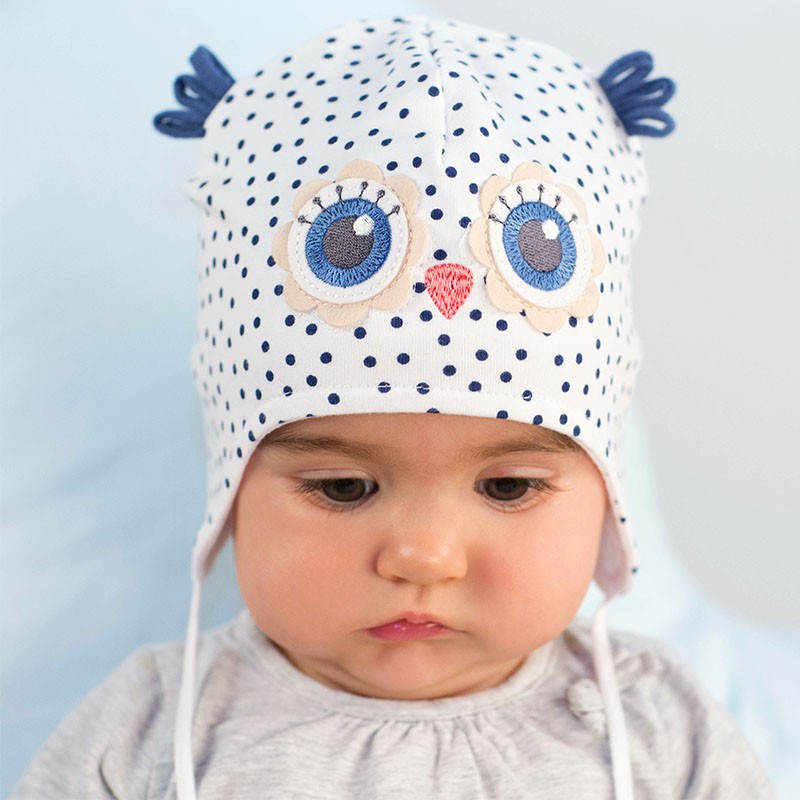 Pomladanska kapa Owl modra z trakci za deklice - Pupill