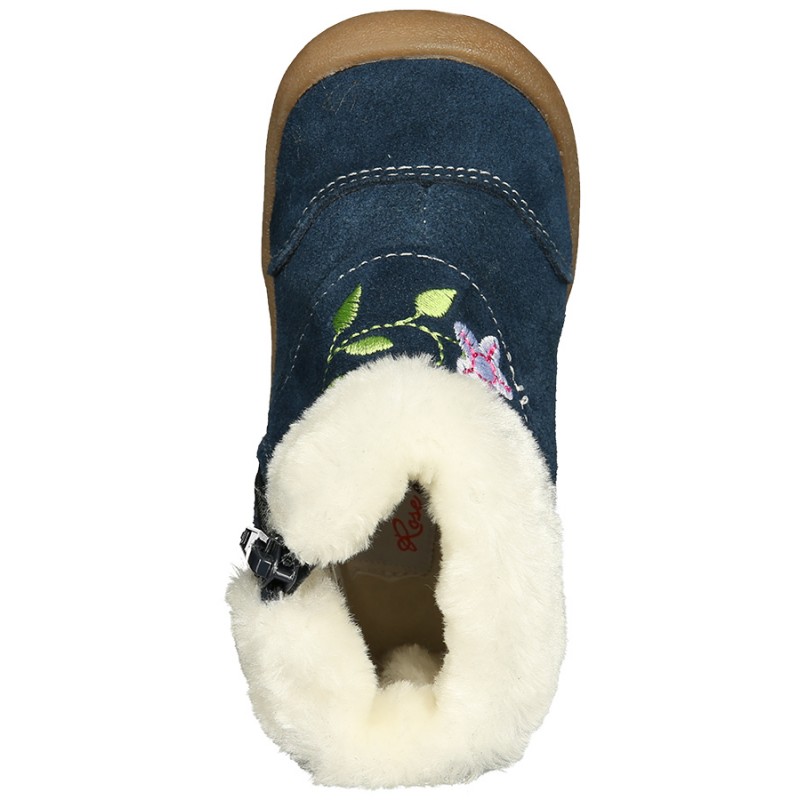 Usnjeni podloženi škornji za punčke Soft StepZ v modri barvi - Rose et Chocolat