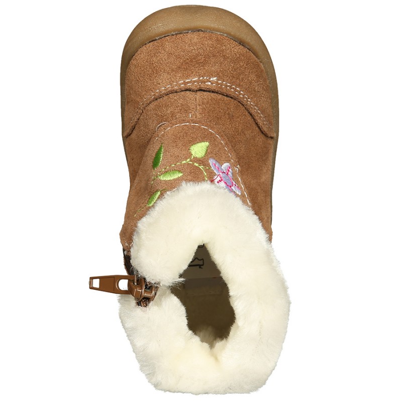 Usnjeni semiš podloženi škornji Suede Tan Boots za punčke - Rose et Chocolat