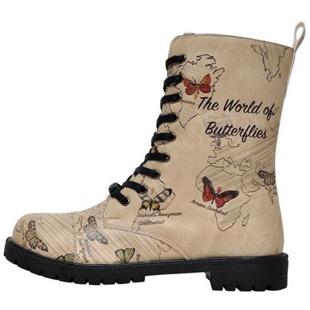 Podloženi škornji na zadrgo s potiskom WORLD OF BUTTERFLIES za punce - DOGO