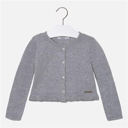 Pletena jopica za punce v sivi barvi z volančki - Mayoral.