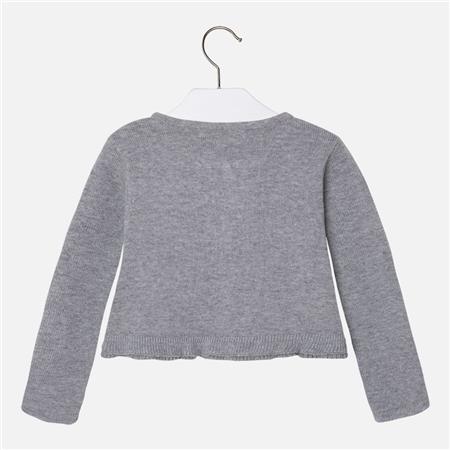 Pletena jopica za punce v sivi barvi z volančki - Mayoral.