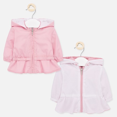 Obojestranski lahek anorak v roza in beli barvi za punčke - Mayoral