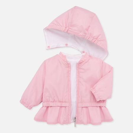 Obojestranski lahek anorak v roza in beli barvi za punčke - Mayoral
