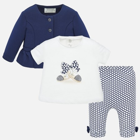 Tri-delni komplet sestavljen iz pajkic, majice in jopice za punčke - Mayoral
