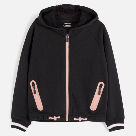 Športna jopica na zadrgo in kapuco v črni barvi - Mayoral