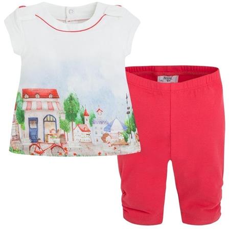 Rdeč komplet majica in legice za deklice (1776-031) - Mayoral