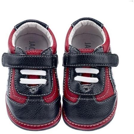 Jack & Lily - My Shoes - Trainer Red/Black - usnjene črno-rdeče superge