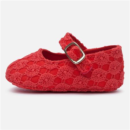 Bombažne balerinke s čipko v rdeči barvi za punčke - Mayoral