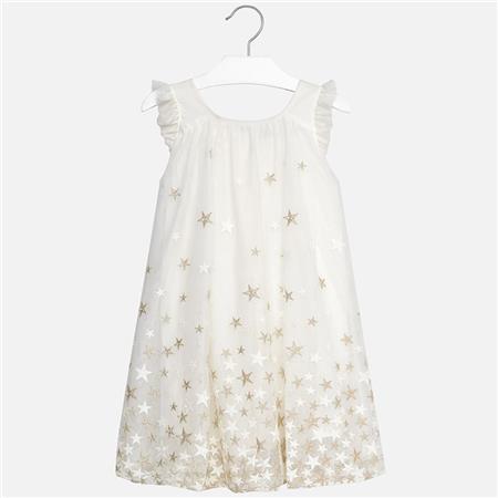 Bela obleka s tilom za punce - Mayoral