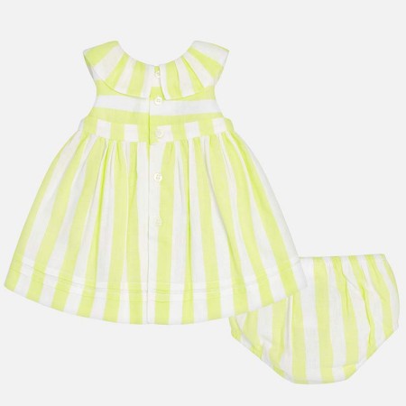 Bombažna poletna obleka za punčke v poletnem, antracit rumenem barvnem potisku - Mayoral