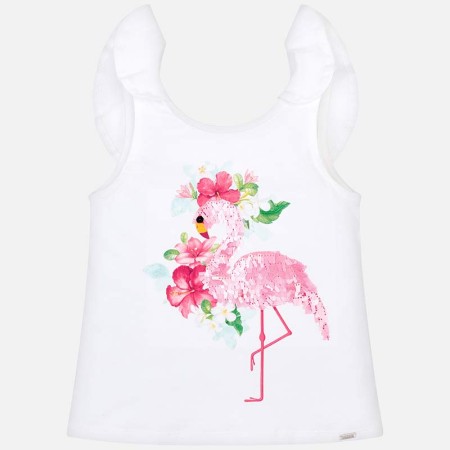 Bel top na naramnice s potiskom flaminga - Mayoral