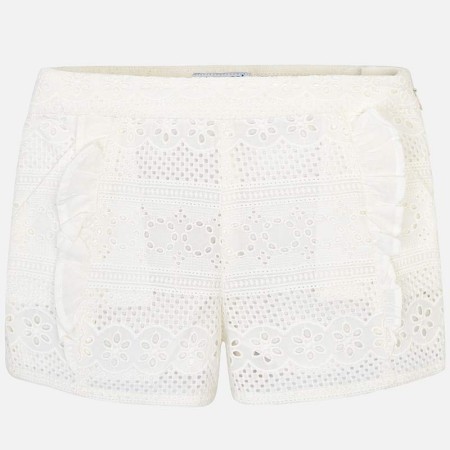 Bele čipkaste kratke hlače za punce - Mayoral