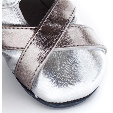 Srebrni usnjeni copatki za punčke Romi - Jack&Lily