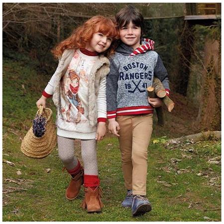 Kosmatena obleka ali tunika za punce v bež barvi s potiskom - Mayoral