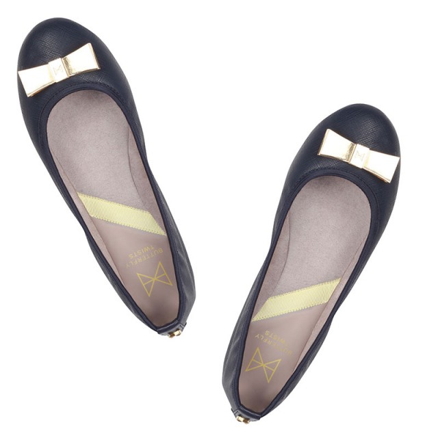 Balerinke s spominsko peno za ženske CHLOE Navy - Butterfly Twists