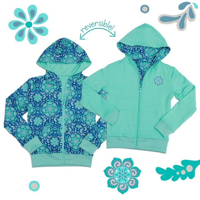 Obojestranski pulover s kapuco v potisku Frost za punce - Chooze