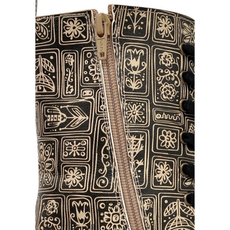 Škornji na zadrgo in vezalko FLORAL TRIBAL za ženske - DOGO