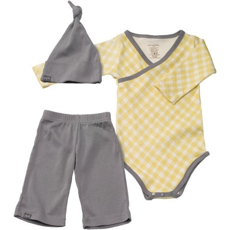 Tri-delni komplet iz organskega bombaža za dojenčke Etched Check - Petunia Pickle Bottom