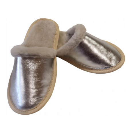 Krzneni hišni copati srebrni - Copa Cop