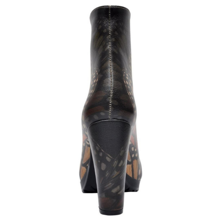 Potiskani škornji s peto MONARCH BUTTERFLY BLACK za ženske - DOGO