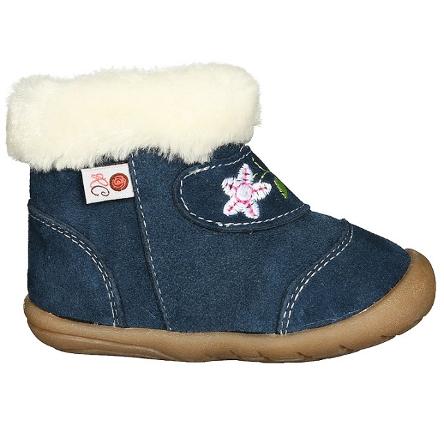 Usnjeni podloženi škornji za punčke Soft StepZ v modri barvi - Rose et Chocolat