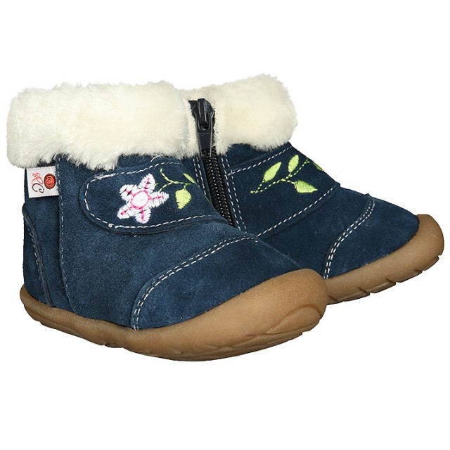 Usnjeni podloženi škornji za punčke Soft StepZ v modri barvi - Rose et Chocolat